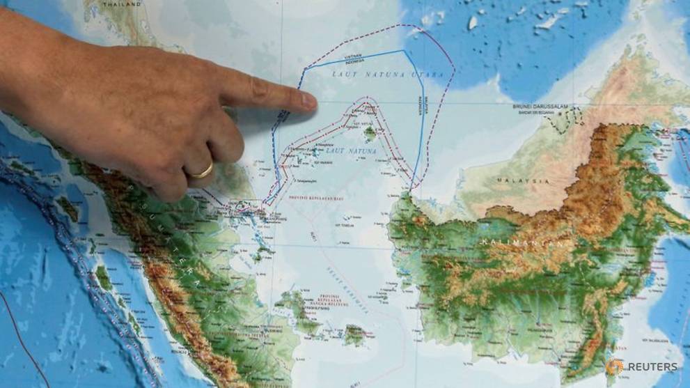 Vị trí của Biển Bắc Natuna trên bản đồ mới của Indonesia.