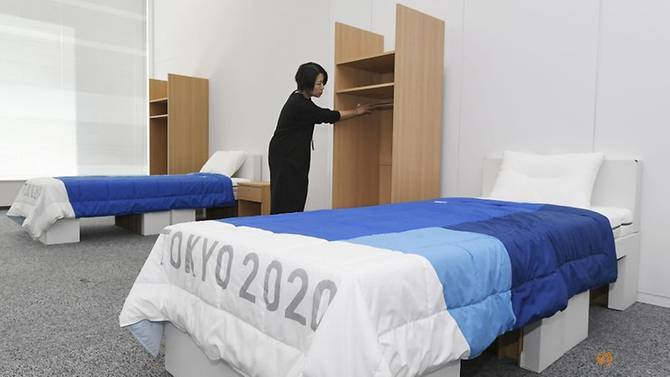Những chiếc giường mẫu làm từ vật liệu tái chế, thân thiện môi trường cho Olympic 2020.