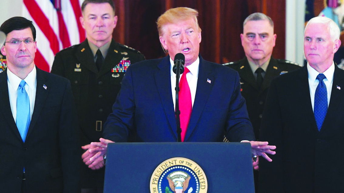 Trong cuộc họp báo ngày 8/1, Tổng thống Trump tuyên bố: “Các lực lượng Mỹ đã chuẩn bị cho mọi tình huống, nhưng hiện tại, Iran dường như đang hạ nhiệt”