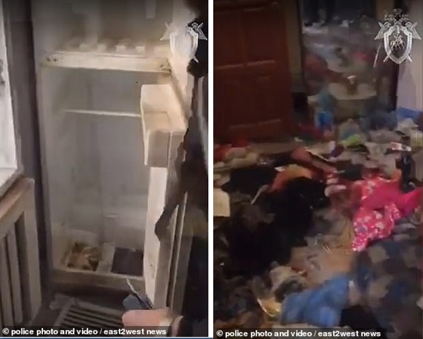 Hình ảnh từ video do cảnh sát cung cấp cho thấy căn nhà nơi bé gái được tìm thấy với sự bừa bộn, đầy rác và không có thức ăn, nước uống.