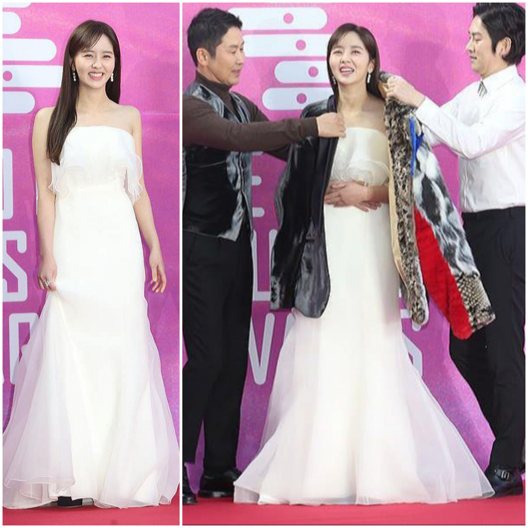 Kim So Hyun được đàn anh Kim Heechul chăm sóc chu đáo, sẵn sàng nhường áo khoác cho nữ diễn viên trẻ.