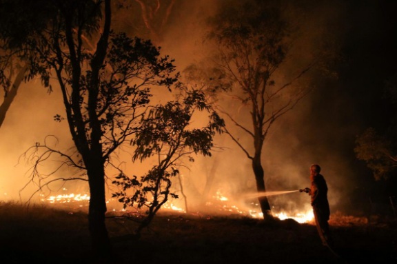 Nhân viên cứu hỏa ở bang New South Wales chiến đấu với một đám cháy vào ngày 2/2.