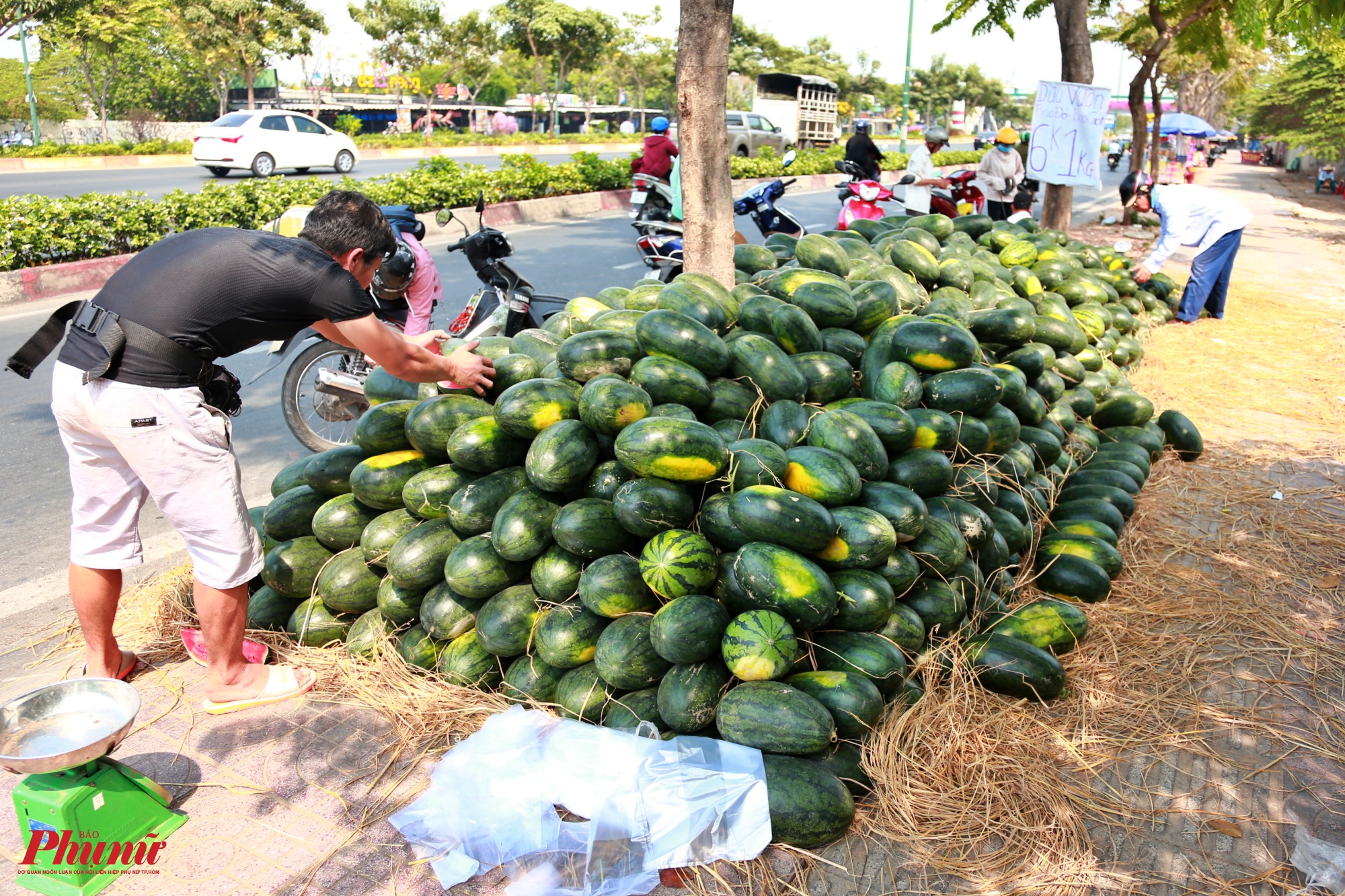 Để thu hút người mua, trước khi chở dưa hấu đến TPHCM, nhiều bạn trẻ tại địa phương đã đăng thông tin địa điểm bán lên mạng xã hội trước một ngày để nhiều người biết địa chỉ.