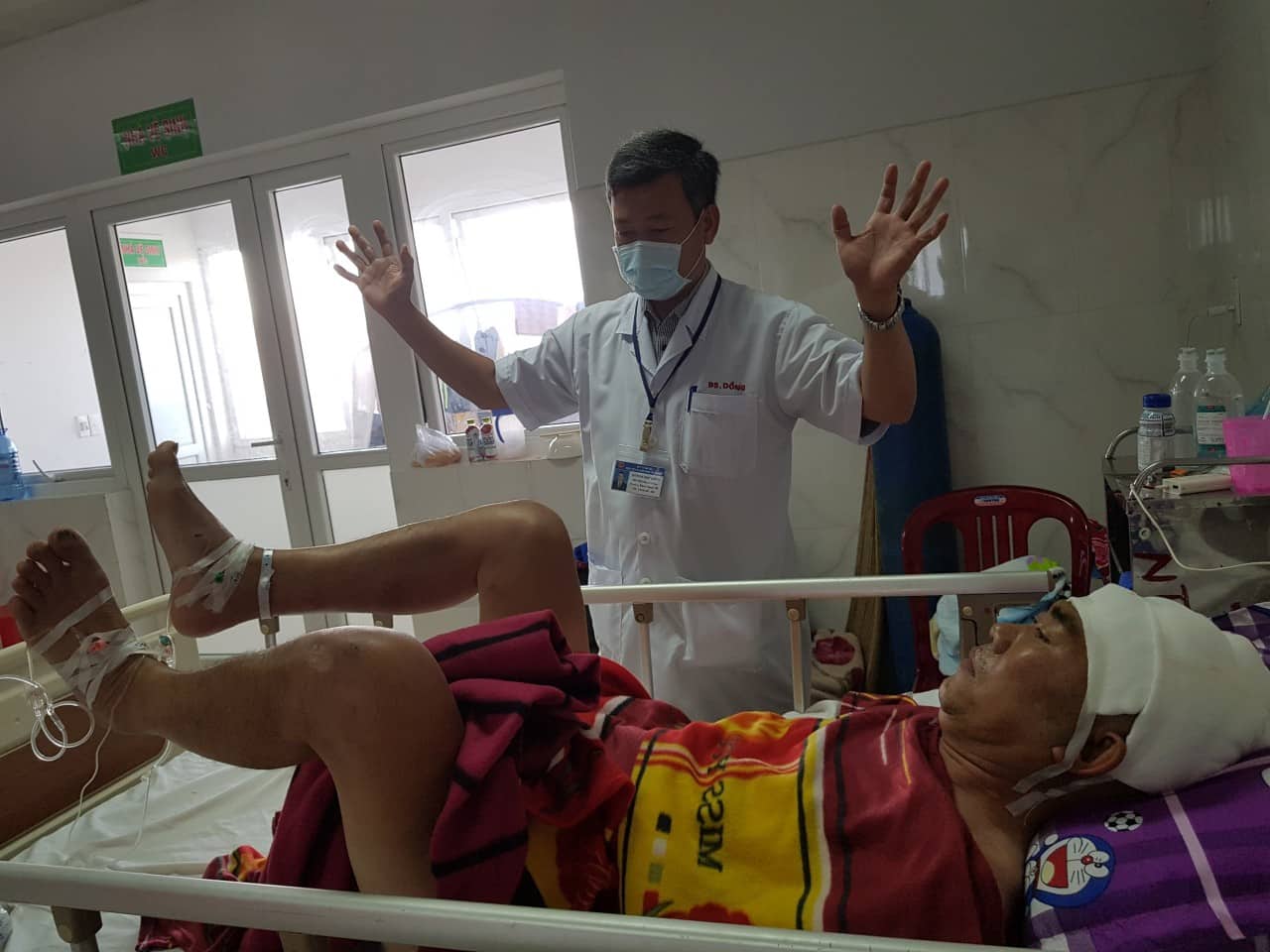 Bệnh nhân Lương Ngọc Tú đang được điều trị tại bệnh viện sau ca phẫu thuật