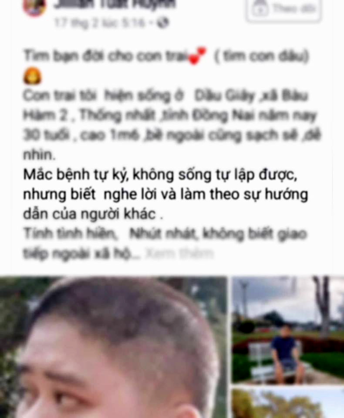 Bức thư đăng trên facebook của một bà mẹ tìm vợ cho con