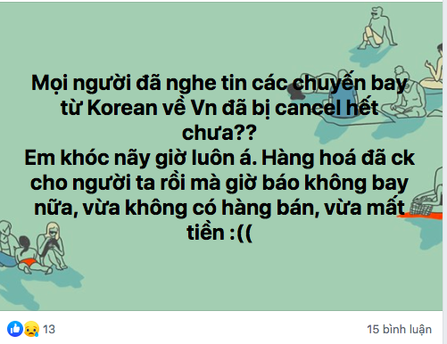 Một tài khoản đăng tải về việc cấm bay đến Hàn Quốc, Nhật Bản. Ảnh: chụp màn hình