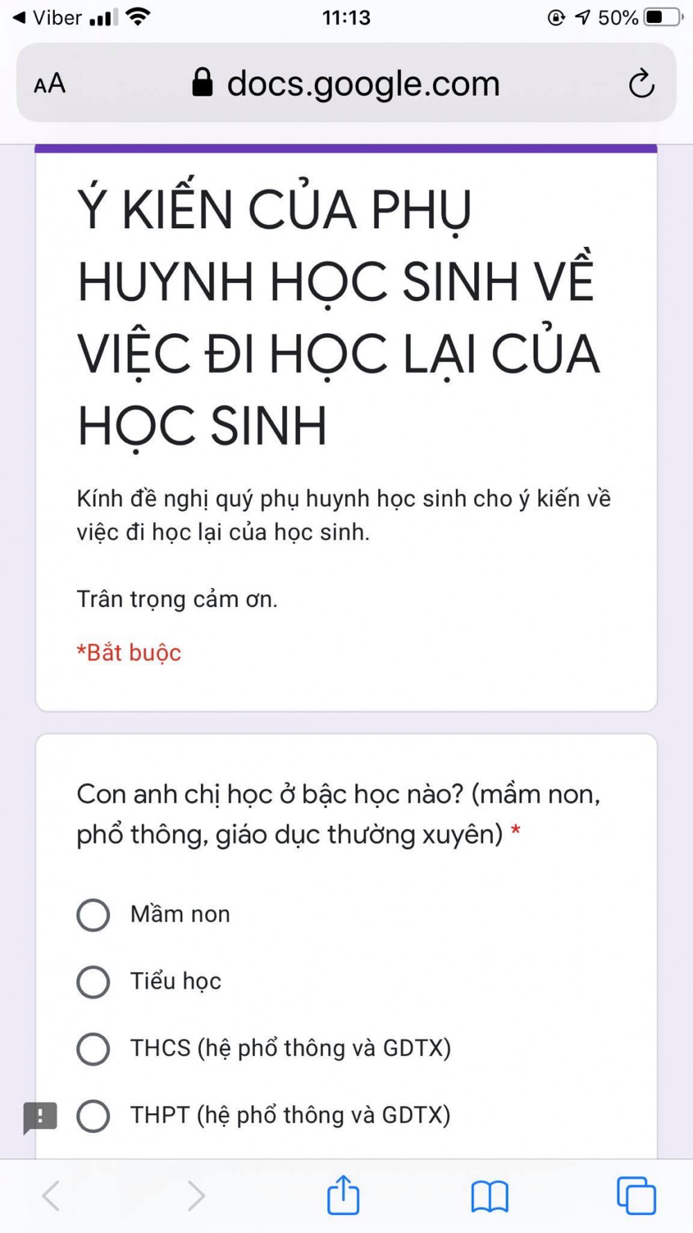 Mẫu khảo sát