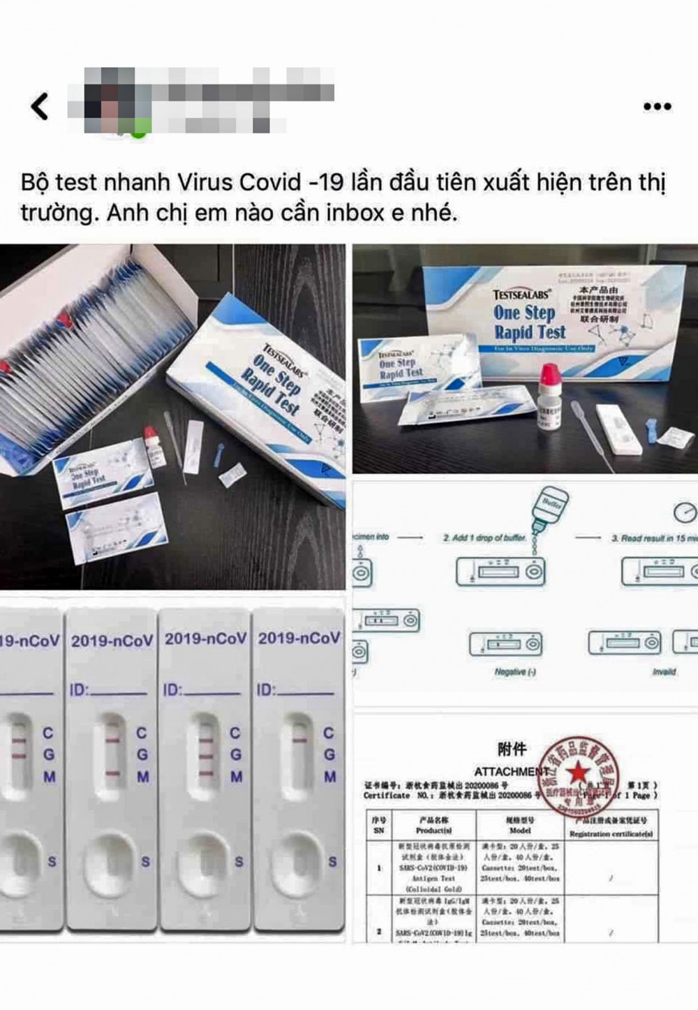 Bộ xét nghiệm COVID-19 được rao bán tràn lan trên mạng