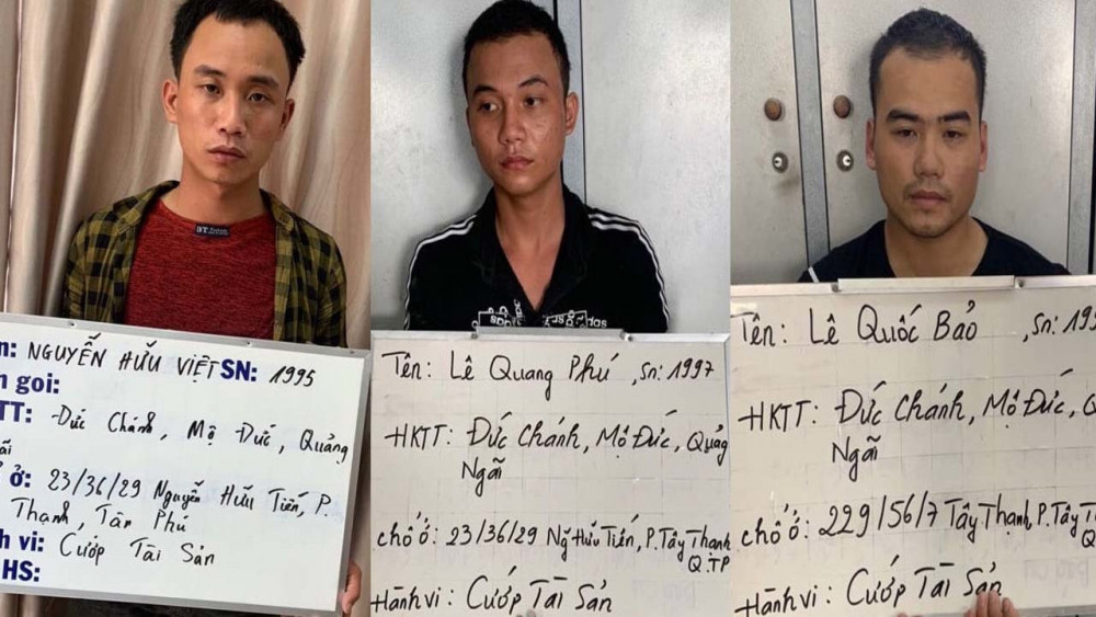 3 đối tượng thực hiện vụ cướp tại cửa hàng Bách Hoá Xanh ở quận Tân Phú, TPHCM tối 27/3