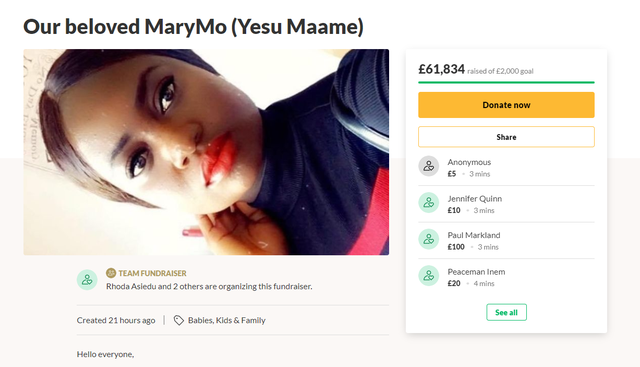 Số tiền quyên góp cho mẹ con Mary đã lên tới trên 60.000 bảng. Ảnh The Guardian 