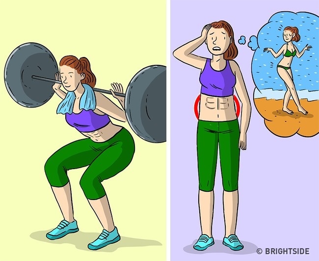 Squats với trọng lượng nặng Một kênh tập thể dục phổ biến dành cho phụ nữ, Workout, tuyên bố rằng khi bạn tập squats với tạ nặng, bạn không chỉ tập phần cơ cốt lõi mà còn cả cơ bụng và cơ cột sống chắc chắn điều này sẽdẫn đến sự phát triển của khối cơ quanh eo.