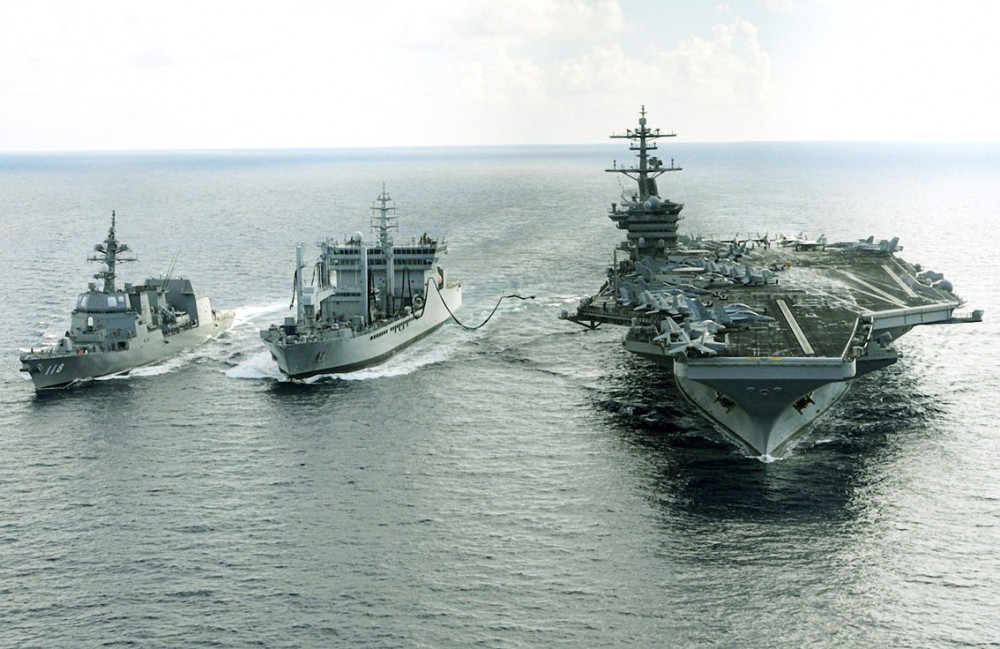 Tàu Nhật Bản, Mỹ và Ấn Độ trong cuộc tập trận Malabar 2015
