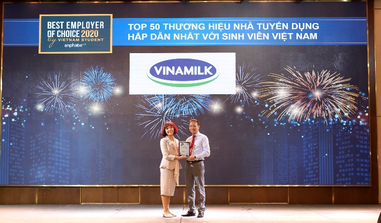 Vinamilk được bình chọn là một trong 50 thương hiệu nhà tuyển dụng hấp dẫn nhất đối với sinh viên Việt Nam 2020