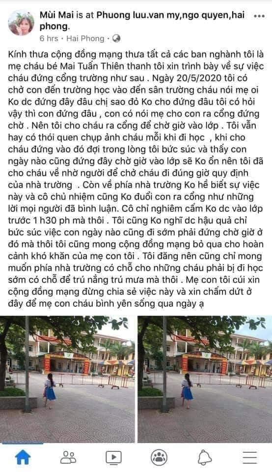 Phụ huynh của học sinh lớp 1 ở Hải Phòng lên tiếng vè sự việc và xin lỗi cộng đồng mạng