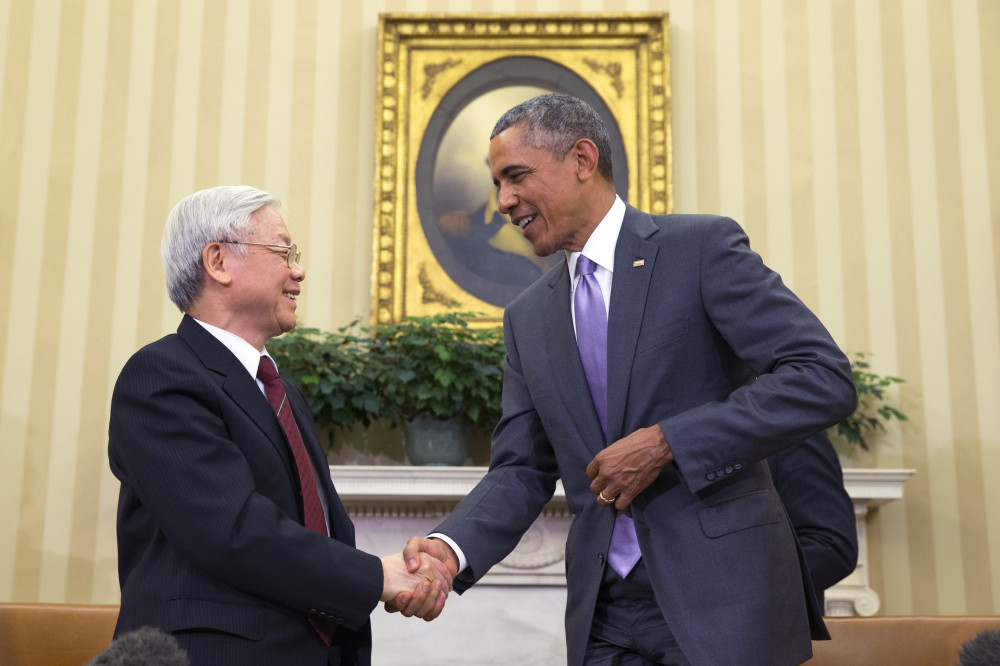 Ngày 7/7/2015, Tổng Bí thư Đảng Cộng sản Việt Nam Nguyễn Phú Trọng - nhận lời mời của Chính phủ Mỹ - đến gặp Tổng thống Obama tại Phòng Bầu dục của Nhà Trắng.