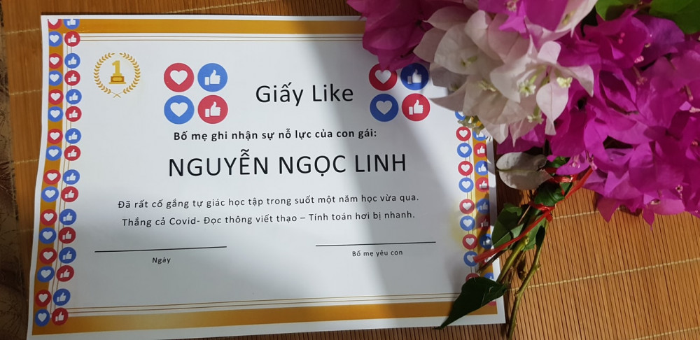 Nội dung ghi trong giấy Like rất mộc mạc dễ thương. Ảnh từ Facebook Nguyễn Nam