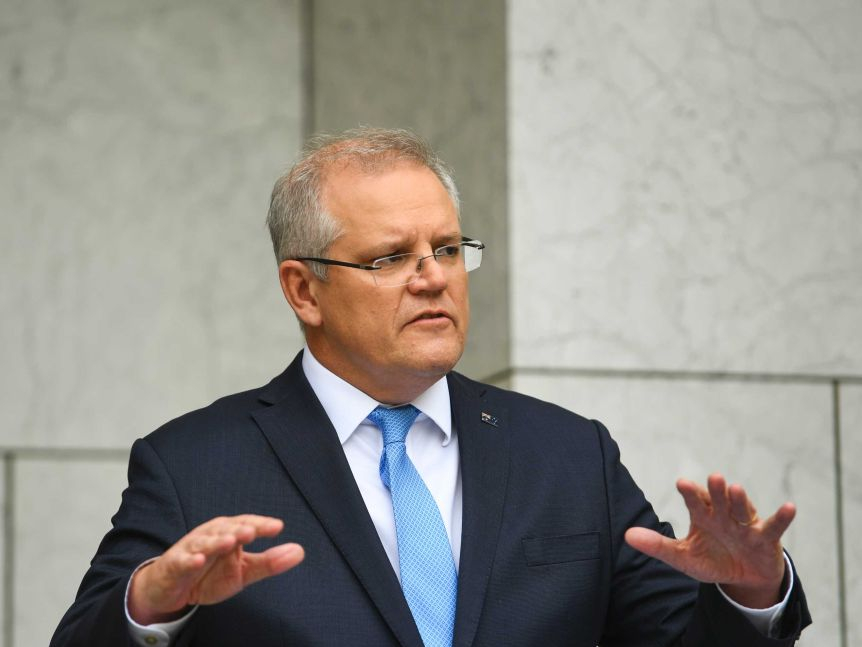 Thủ tướng Úc Scott Morrison tại một cuộc họp báo ở thủ đô Canberra - Ảnh: ABC