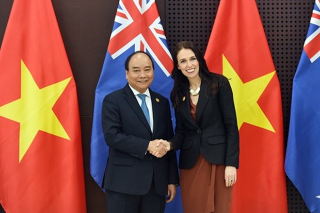 Thủ tướng Chính phủ Nguyễn Xuân Phúc và Thủ tướng New Zealand Jacinda Ardern tại Đà Nẵng. Ảnh: VGP.