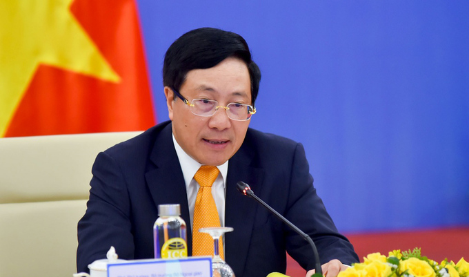 Phó thủ tướng, Bộ trưởng Ngoại giao Phạm Bình Minh chủ trì hội nghị trực tuyến.