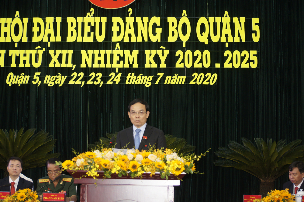 Phó Bí thư Thành ủy TPHCM Trần Lưu Quang phát biểu chỉ đạo tại đại hội
