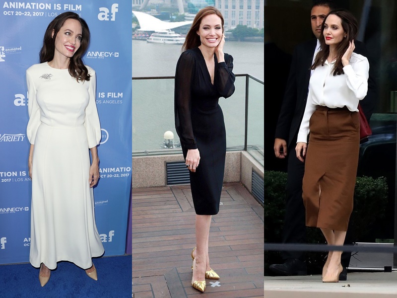 Dù nổi tiếng là một mỹ nhân xinh đẹp nhưng Angelina Jolie lại sở hữu đôi vai ngang, gầy gò.