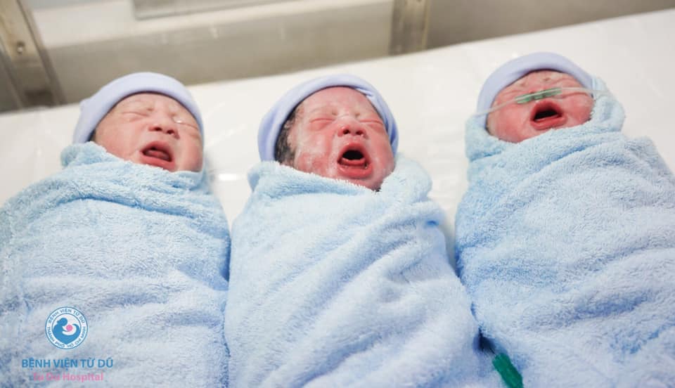 3 bé trai chào đời khỏe mạnh tại BV Từ Dũ sáng 7/8/2020. Ảnh: BVCC