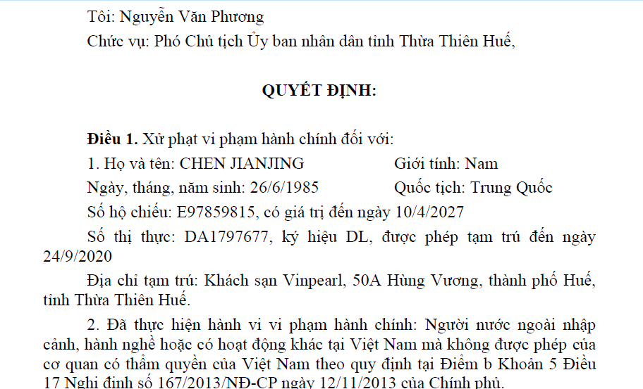 Một trong 7 quyết định được UBND tỉnh Thừa Thiên - Huế  công bố vào chiều nay 12/8