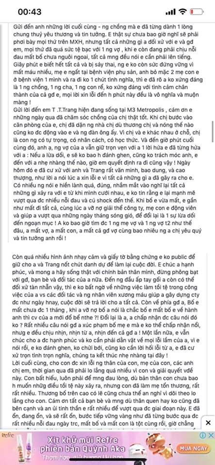 Những dòng chia sẻ của người vợ, ngoài nỗi lòng đau khổ, cũng khẳng định mình nhẹ nhàng, có học, văn minh, bao dung, cao thượng...