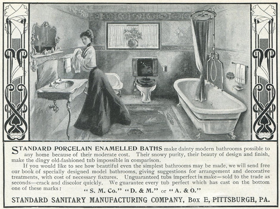 Một mẫu quảng cáo trên báo với mô hình phòng vệ sinh những năm đầu thế kỷ 20 - Ảnh: Getty Images