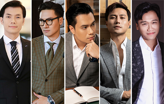 Top 5 Nam diễn viên ấn tượng (từ trái sang) gồm: Nhan Phúc Vinh, Mạnh Trường, Việt Anh, Thanh Sơn, Xuân Nghị.