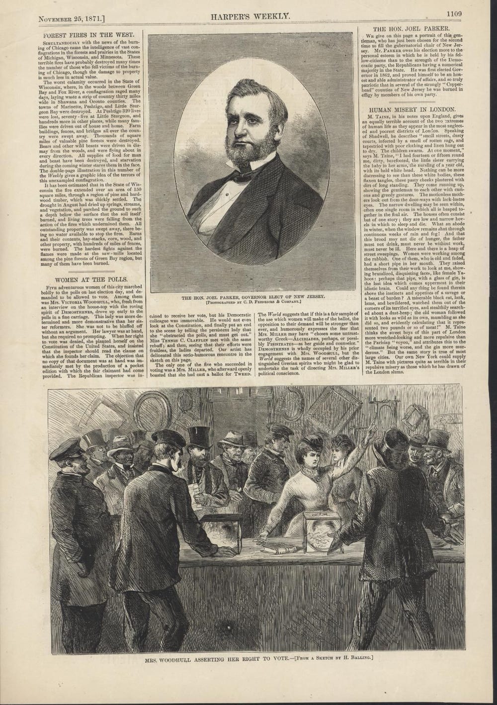 Victoria Woodhull trên ấn phẩm Harper's Weekly số ngày 25/11/1871