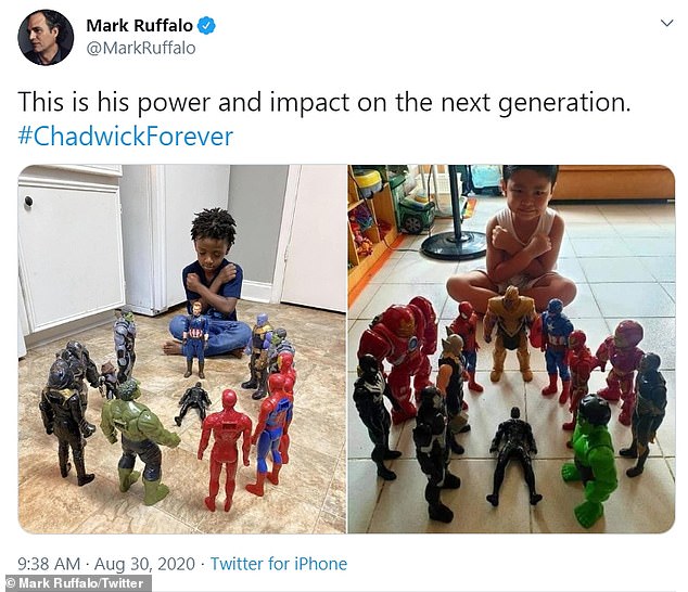 Mark Ruffalo chia sẻ hình ảnh những đứa trẻ tiễn biệt Chadwick Boseman theo cách riêng.