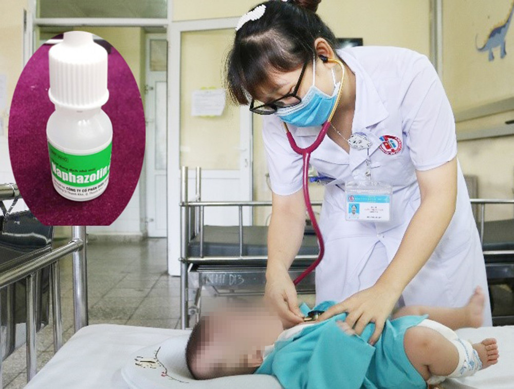Bé Q.H. ba tháng tuổi được gia đình đưa đến Bệnh viện Việt Nam - Thụy Điển Uông Bí (tỉnh Quảng Ninh) cấp cứu vì bị ngộ độc Naphazolin