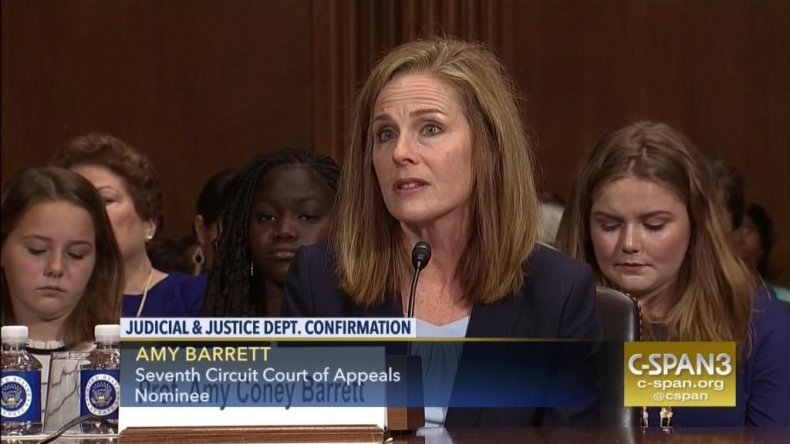 Amy Coney Barrett phát biểu trong phiên điều trần xác nhận của Thượng viện cho vị trí Tòa phúc thẩm thứ 7 hồi tháng 9/2017 - Ảnh: C-SPAN