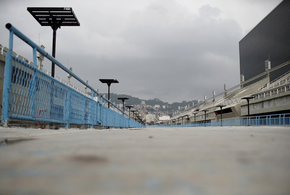 Khu vực Sambadrome vắng bóng người tại Rio de Janeiro hôm 21/9.