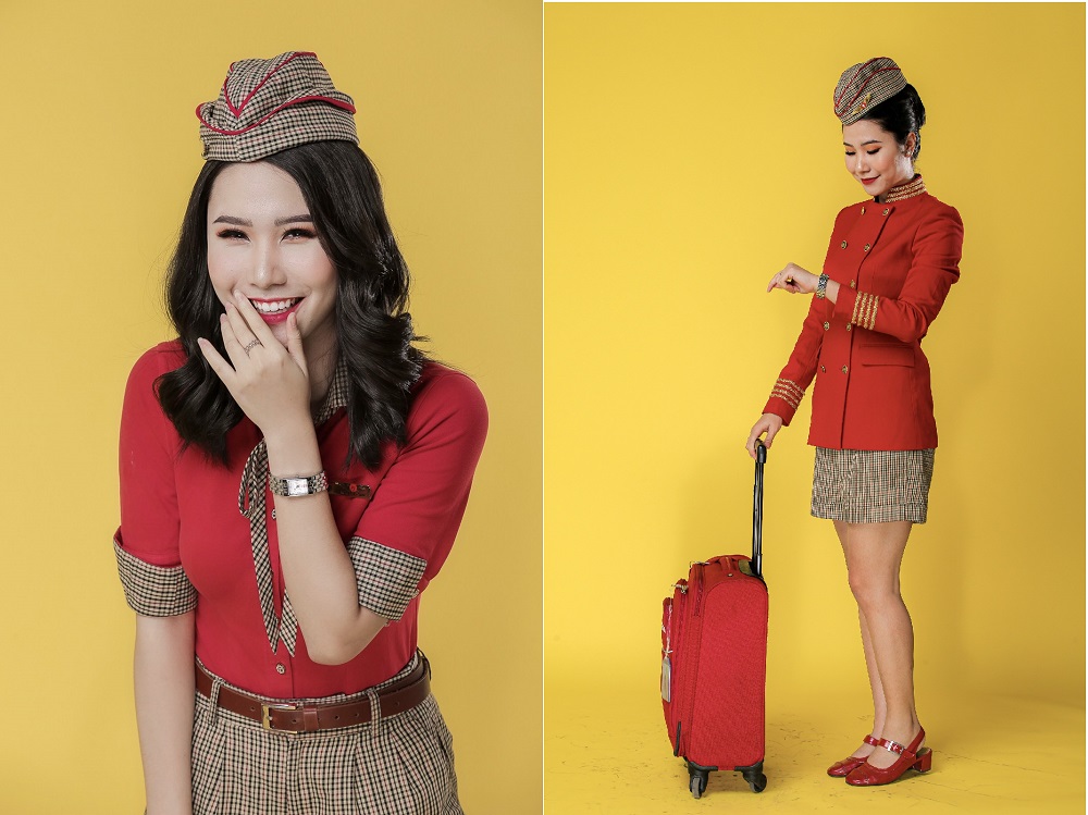 Ngọc Tuyết trong trang phục tiếp viên hàng không của Vietjet. Ảnh: Facebook nhân vật