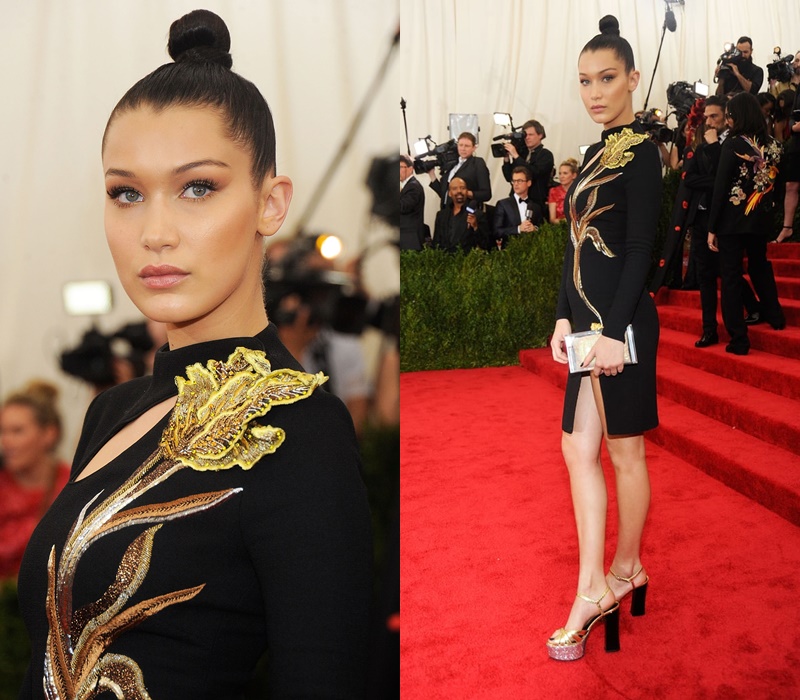 Năm 2015, Bella tham dự sự kiện Met Gala. cô từng chia sẻ: Đây là buổi tiệc thời trang đầu tiên của tôi''. Tại thảm đỏ sự kiện, nàng mẫu chọn một chiếc đầm ôm thêu hoa.