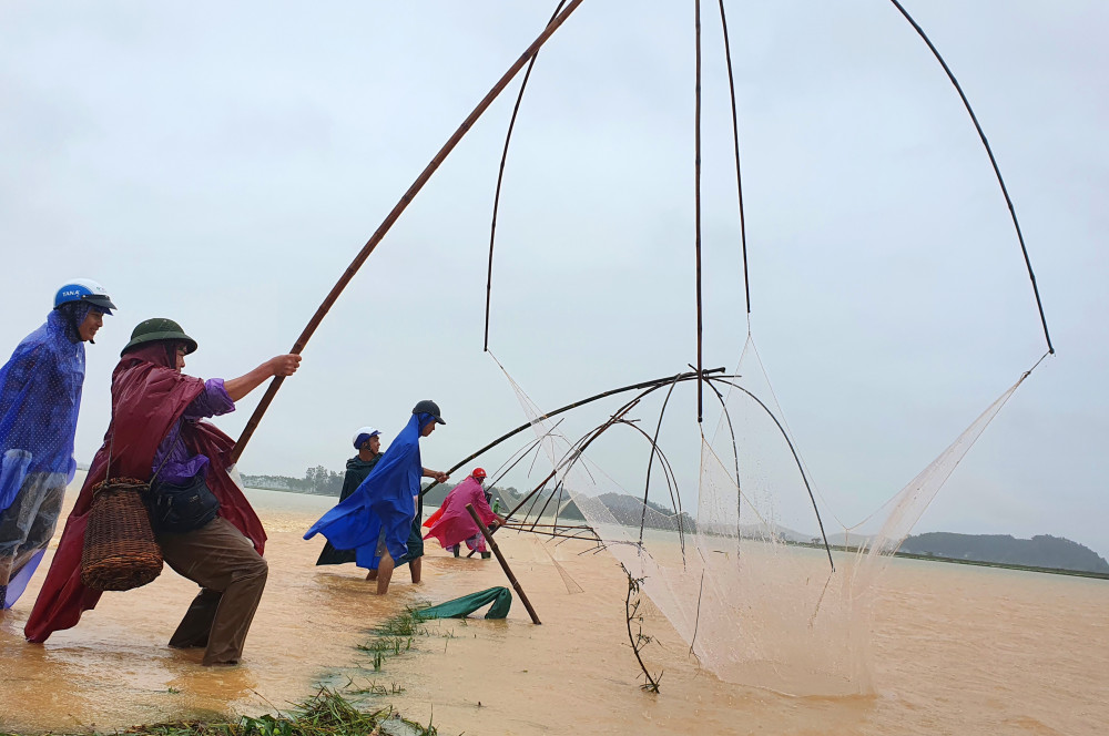 Người dân bất chấp nguy hiểm ra đồng đánh bắt cá