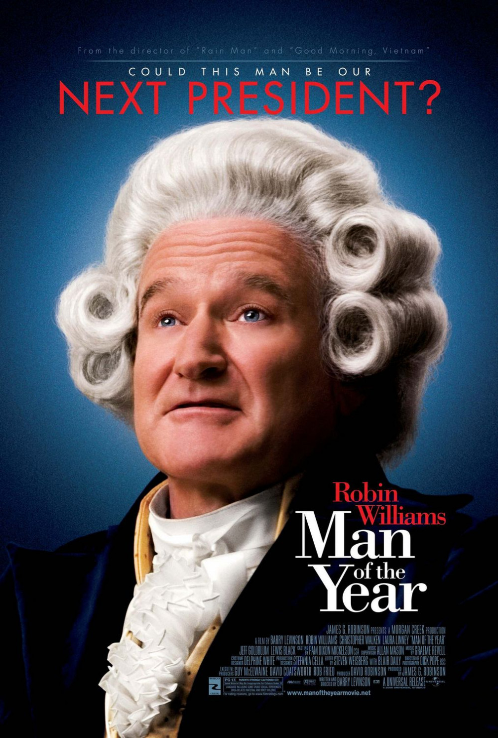 Poster phim Man of the year - bộ phim châm biếm chính trị Mỹ.