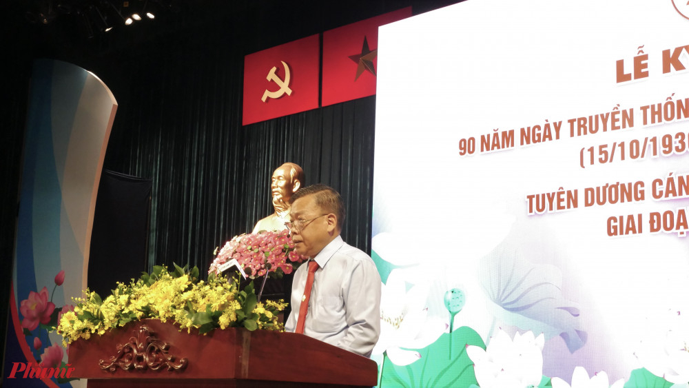 Trưởng ban Dân vận Thành ủy TPHCM Nguyễn Hữu Hiệp phát biểu tại Lễ kỷ niệm 