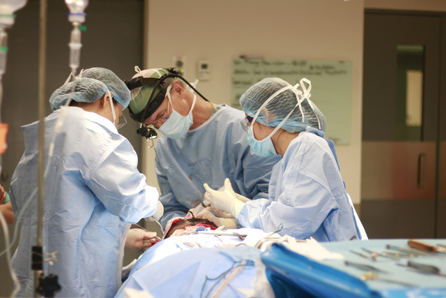 GS-BS McKay Mckinnon đang phẫu thuật một ca u sợi thần kinh tại Bệnh viện FV. Ảnh: D.N