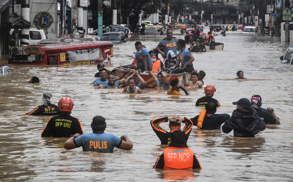 Bão Vamco gây ngập lụt nhiều khu vực trong tỉnh Rizal hôm 12/11 - Ảnh: Getty Images