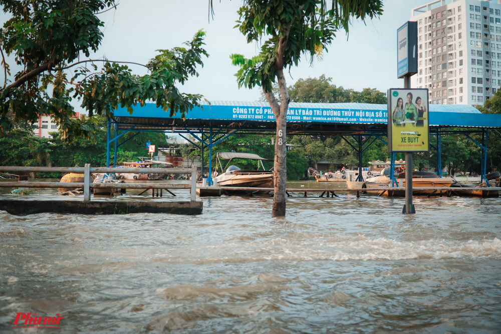 Đường Trần Xuân Soạn ngập thành sông một cách đúng nghĩa khi nước sống và đường đi không còn phân biệt được