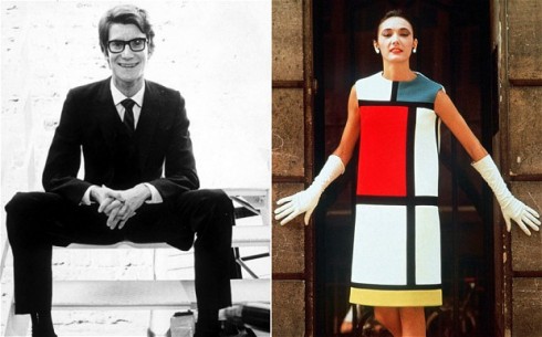 Yves Saint Laurent cùng mẫu váy Mondrian trứ danh.