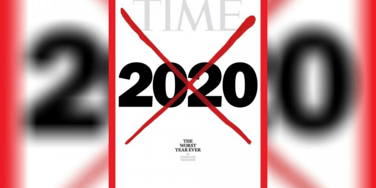 Trang bìa do cho tạp chí Time số ngày 14/12 với dấu gạch chéo đè lên con số 2020.