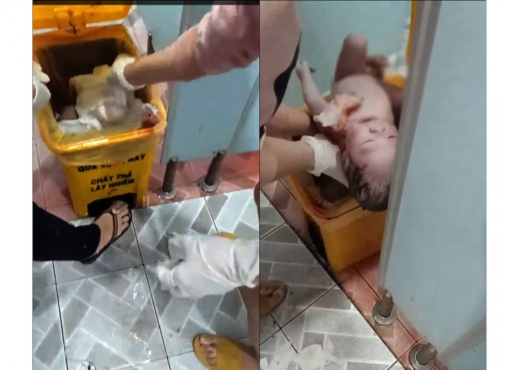Em bé được Bệnh viện quận Thủ Đức ẵm ra từ trong thùng rác