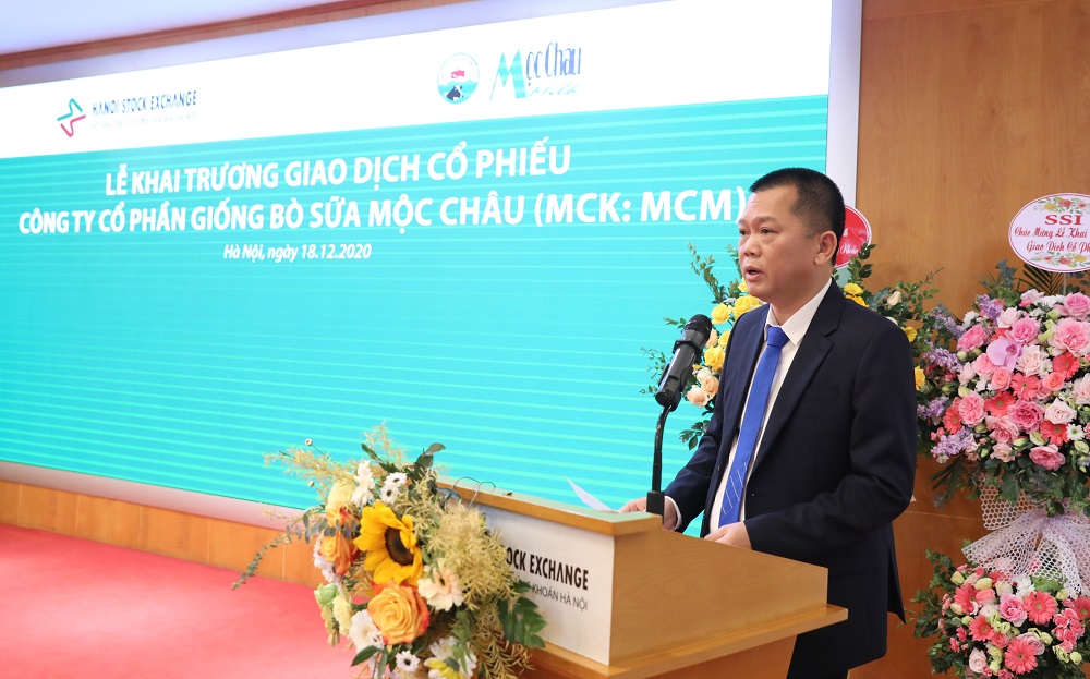 Ông Phạm Hải Nam, Tổng giám đốc Công ty Mộc Châu Milk phát biểu về sự kiện có tính cột mốc này của công ty. Ảnh: Vinamilk