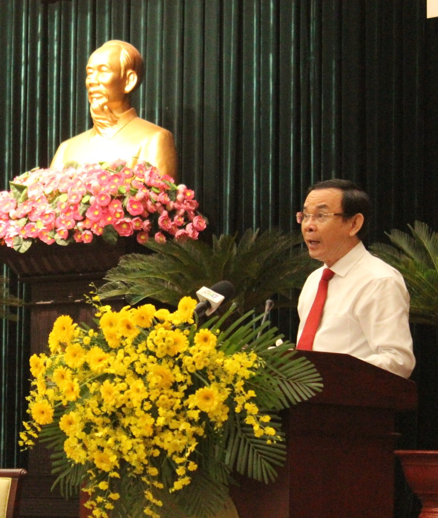 Bí thư Thành ủy TPHCM Nguyễn Văn Nên phát biểu bế mạc Hội nghị.