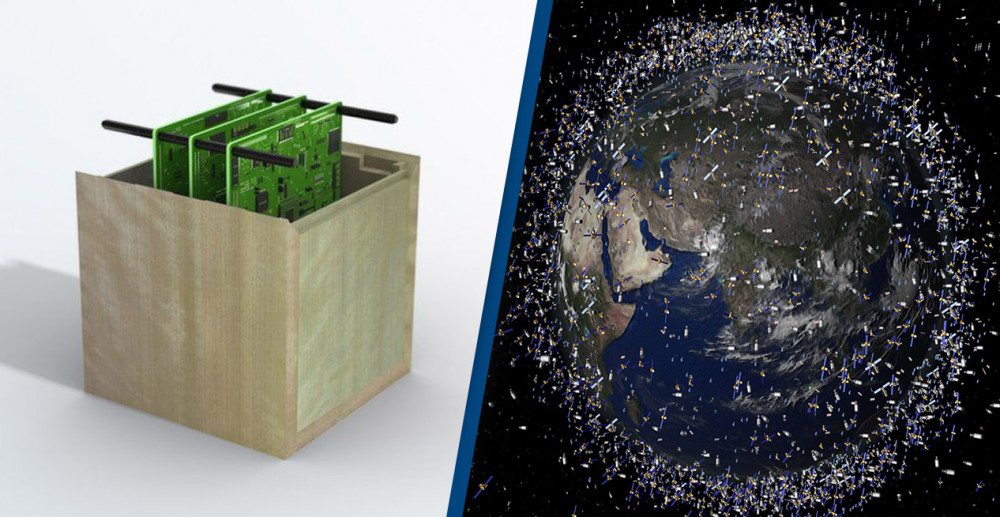 Mô hình vệ tinh làm bằng gỗ do Nhật Bản thiết kế và sản xuất nhằm góp phần giải quyết nạn rác thải không gian - Ảnh: Shutterstock