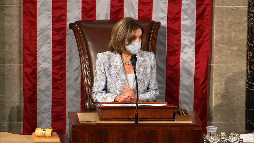 Bà Nancy Pelosi phát biểu sau khi tái đắc cử Chủ tịch Hạ viện Mỹ.